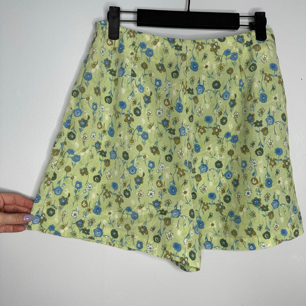 A. Byer Floral‎ Skort Women Size 7 Lime Green EUC Vintage 90s Style Mini Skirt - Picture 4 of 7